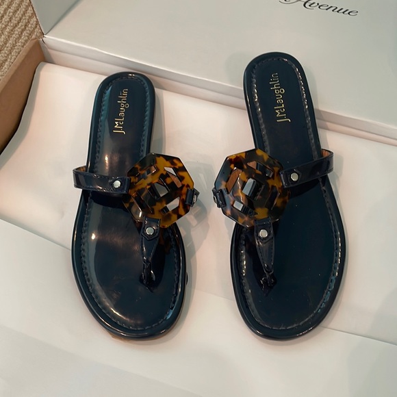 J. McLaughlin Shoes J Mclaughlin Lucy Navy Leather And Tortoise Shell Sandals Sz8 Poshmark